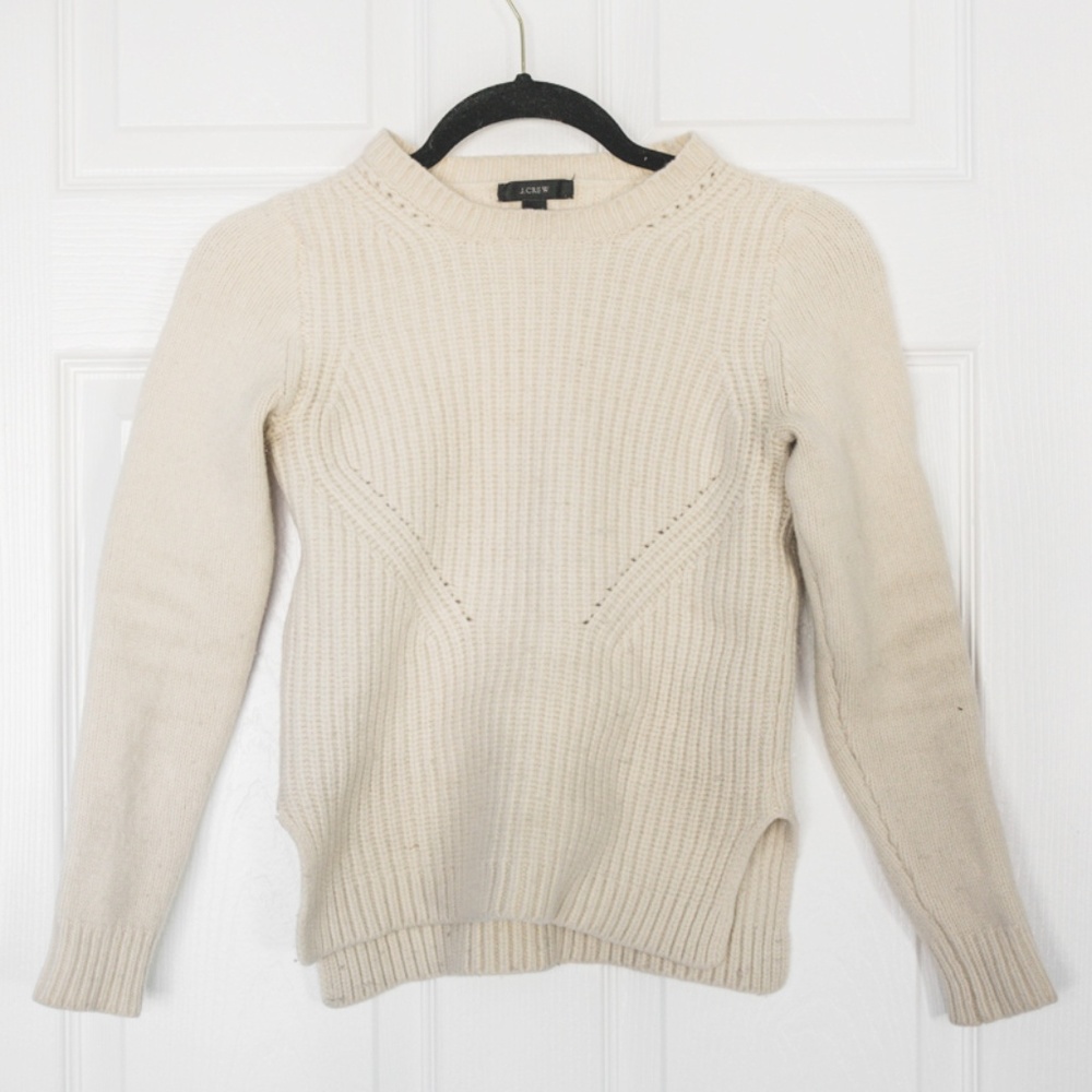 J. Crew Cozy Cream Crew Neck Sweater 100% Wool